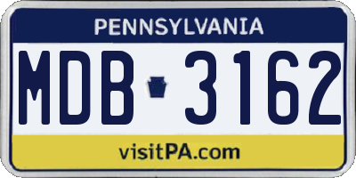 PA license plate MDB3162