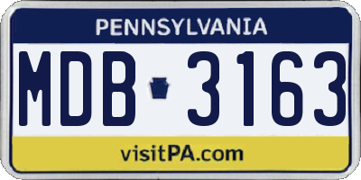 PA license plate MDB3163