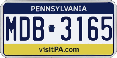 PA license plate MDB3165