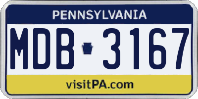 PA license plate MDB3167