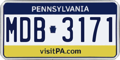 PA license plate MDB3171