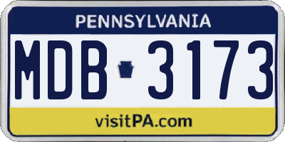 PA license plate MDB3173