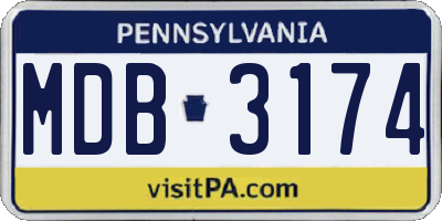 PA license plate MDB3174