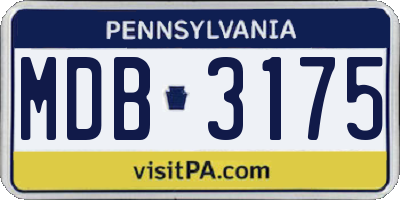 PA license plate MDB3175