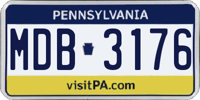 PA license plate MDB3176