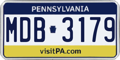 PA license plate MDB3179