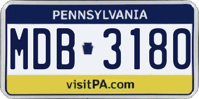 PA license plate MDB3180