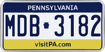 PA license plate MDB3182