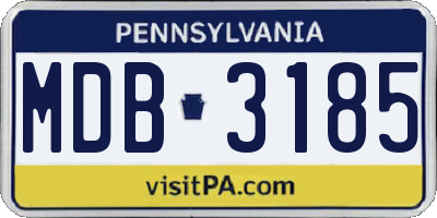 PA license plate MDB3185