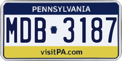 PA license plate MDB3187