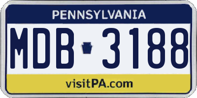 PA license plate MDB3188