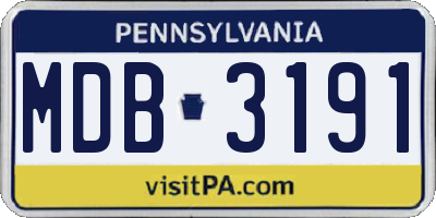 PA license plate MDB3191
