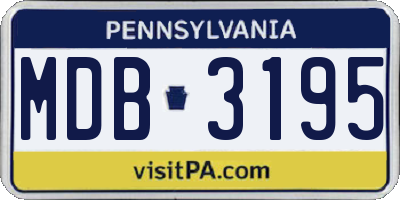 PA license plate MDB3195