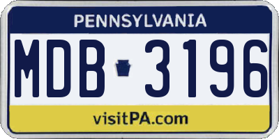 PA license plate MDB3196