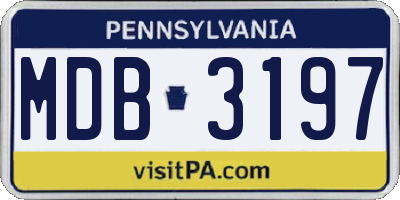 PA license plate MDB3197