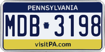 PA license plate MDB3198