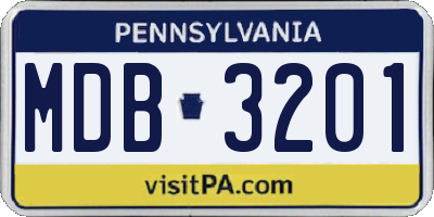 PA license plate MDB3201