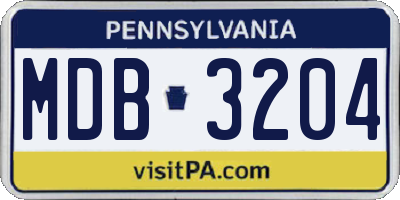PA license plate MDB3204