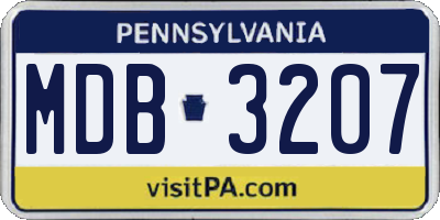 PA license plate MDB3207