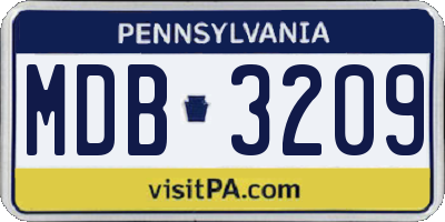 PA license plate MDB3209