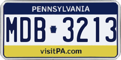 PA license plate MDB3213