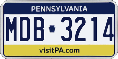 PA license plate MDB3214