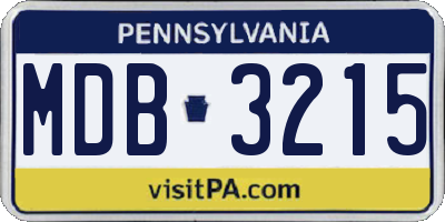 PA license plate MDB3215