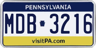 PA license plate MDB3216