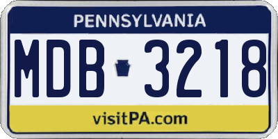 PA license plate MDB3218
