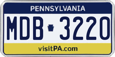 PA license plate MDB3220