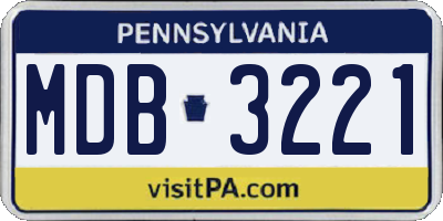 PA license plate MDB3221