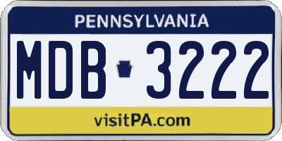 PA license plate MDB3222