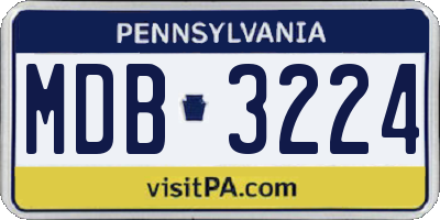 PA license plate MDB3224