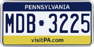 PA license plate MDB3225