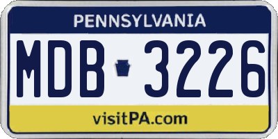 PA license plate MDB3226