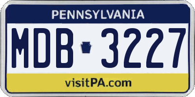 PA license plate MDB3227