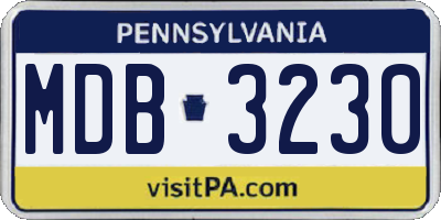 PA license plate MDB3230