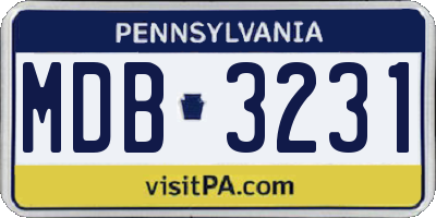 PA license plate MDB3231
