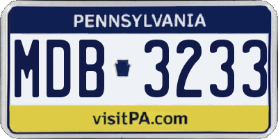 PA license plate MDB3233