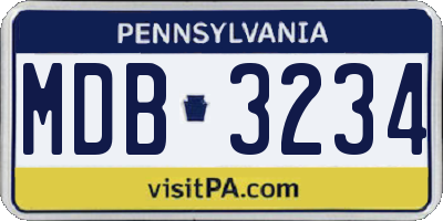 PA license plate MDB3234