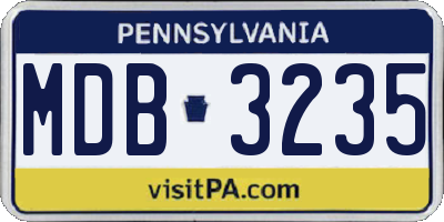 PA license plate MDB3235