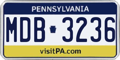 PA license plate MDB3236