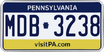 PA license plate MDB3238