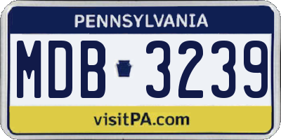 PA license plate MDB3239