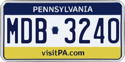 PA license plate MDB3240