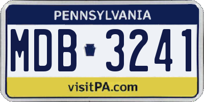 PA license plate MDB3241