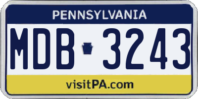 PA license plate MDB3243