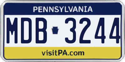PA license plate MDB3244