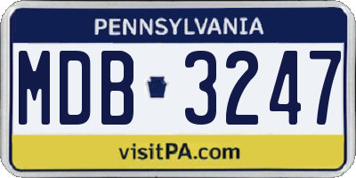 PA license plate MDB3247
