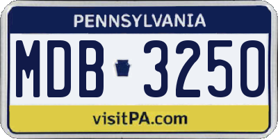 PA license plate MDB3250